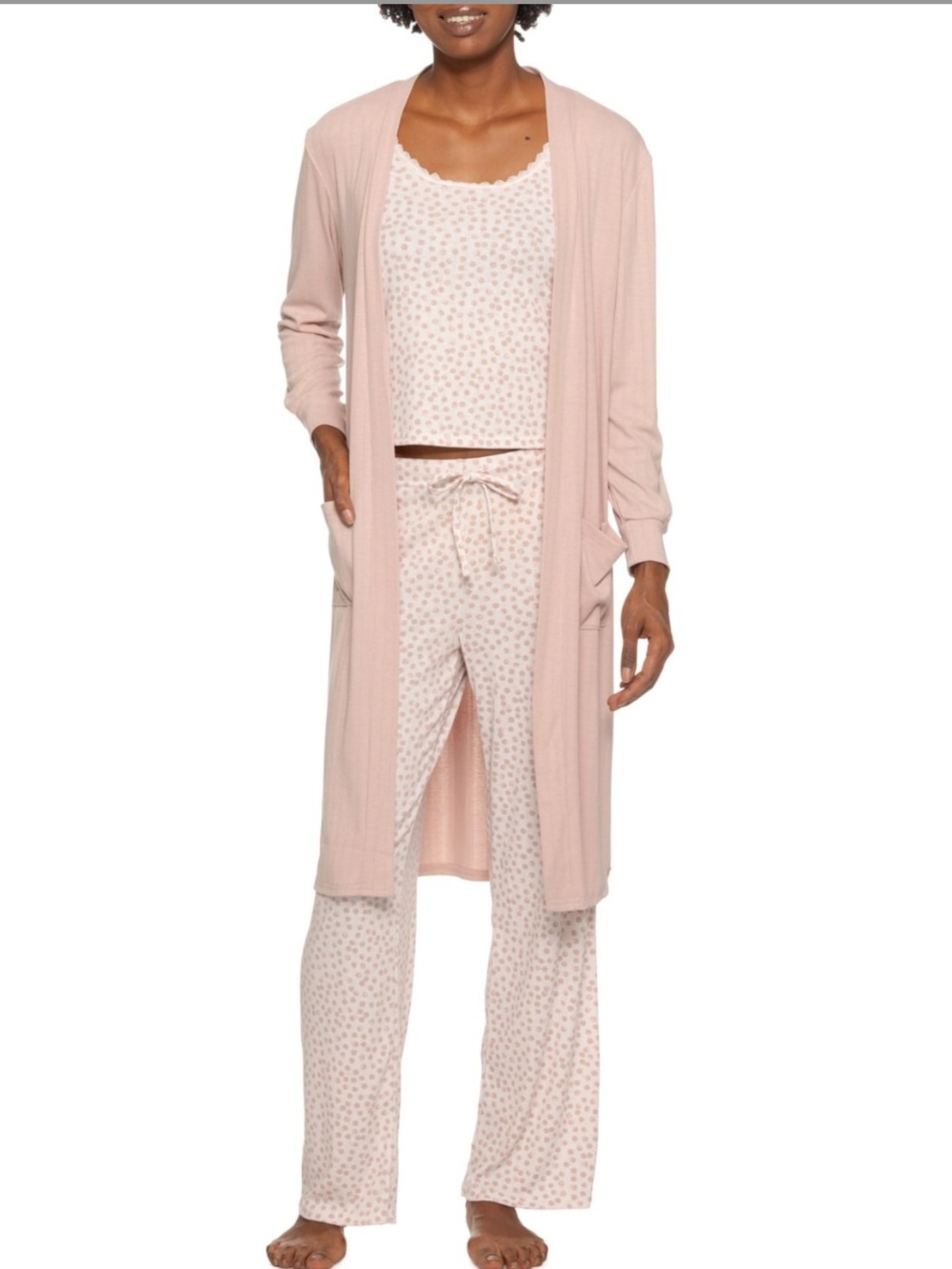 Danskin Ribbed Tank Top, Duster and Pants Lounge Set - 3-Piece